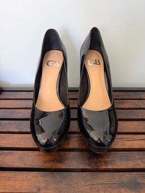 GB Black Patent Platform Pumps — Classic Evening Heels
